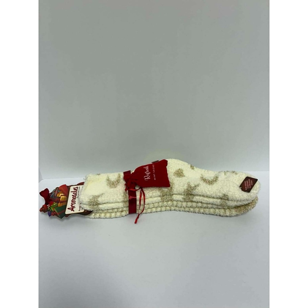 Aromasoles HOLIDAY 2 Pair Pack Infused With Mint & Shea Butter Socks One Size N
